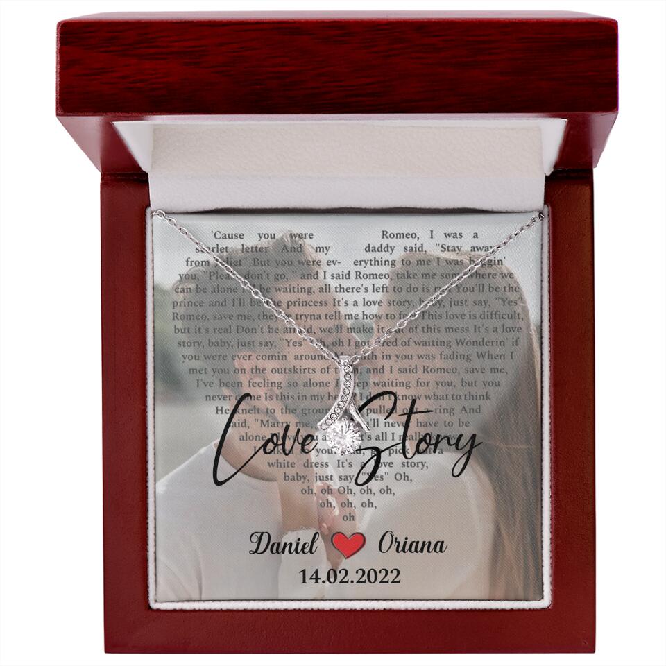 Personalized Valentine Gifts - Love Story - Custom Lyrics Song - Personalized Necklace - Gift For Her