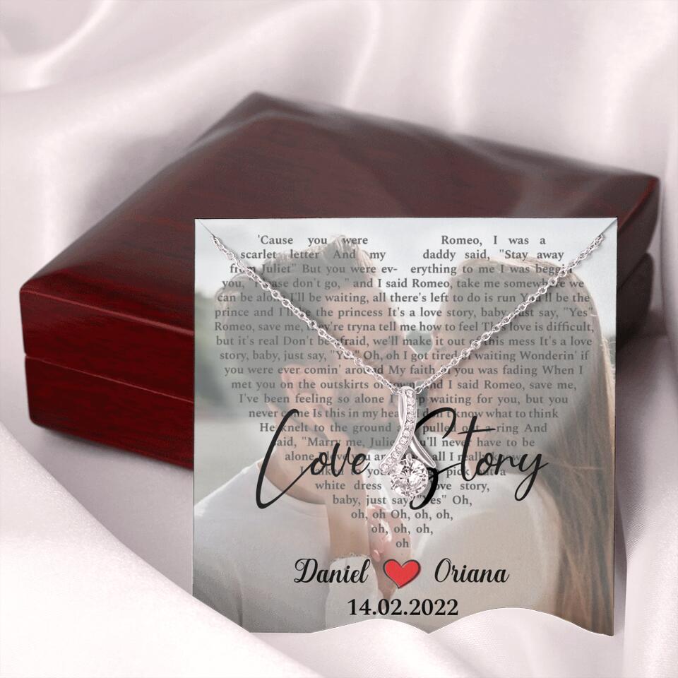 Personalized Valentine Gifts - Love Story - Custom Lyrics Song - Personalized Necklace - Gift For Her