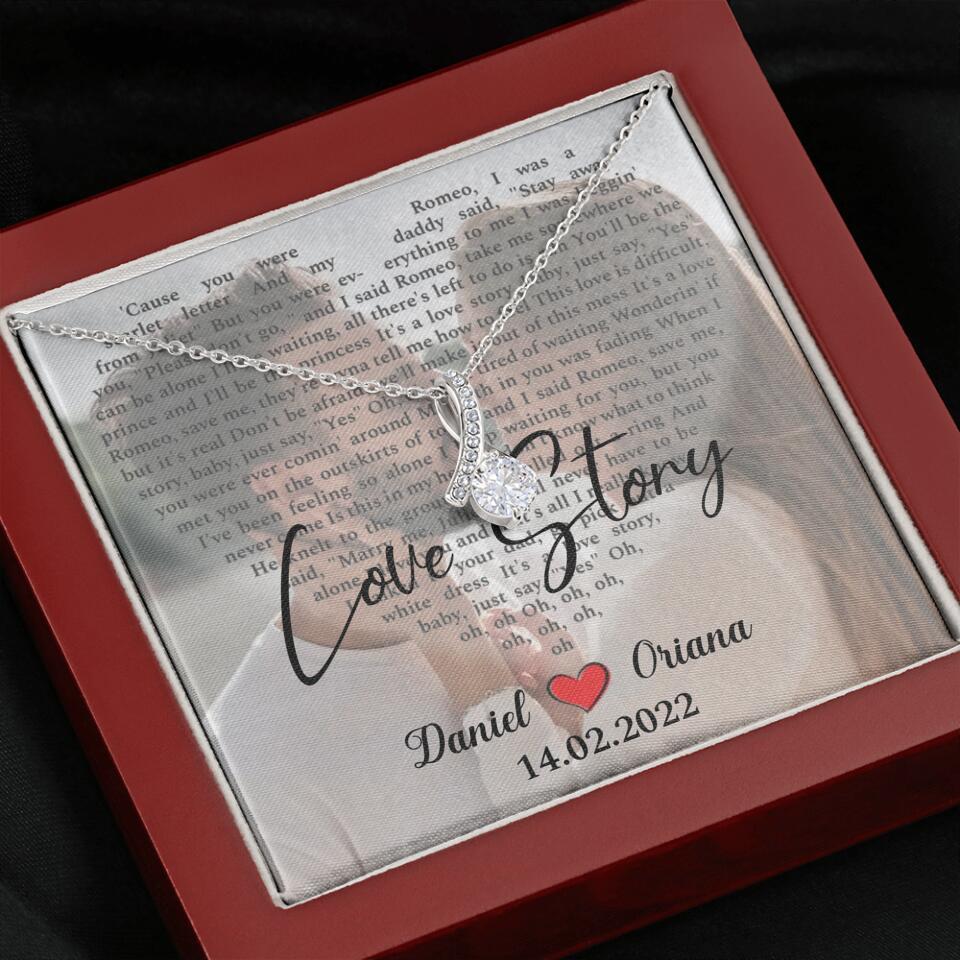Personalized Valentine Gifts - Love Story - Custom Lyrics Song - Personalized Necklace - Gift For Her