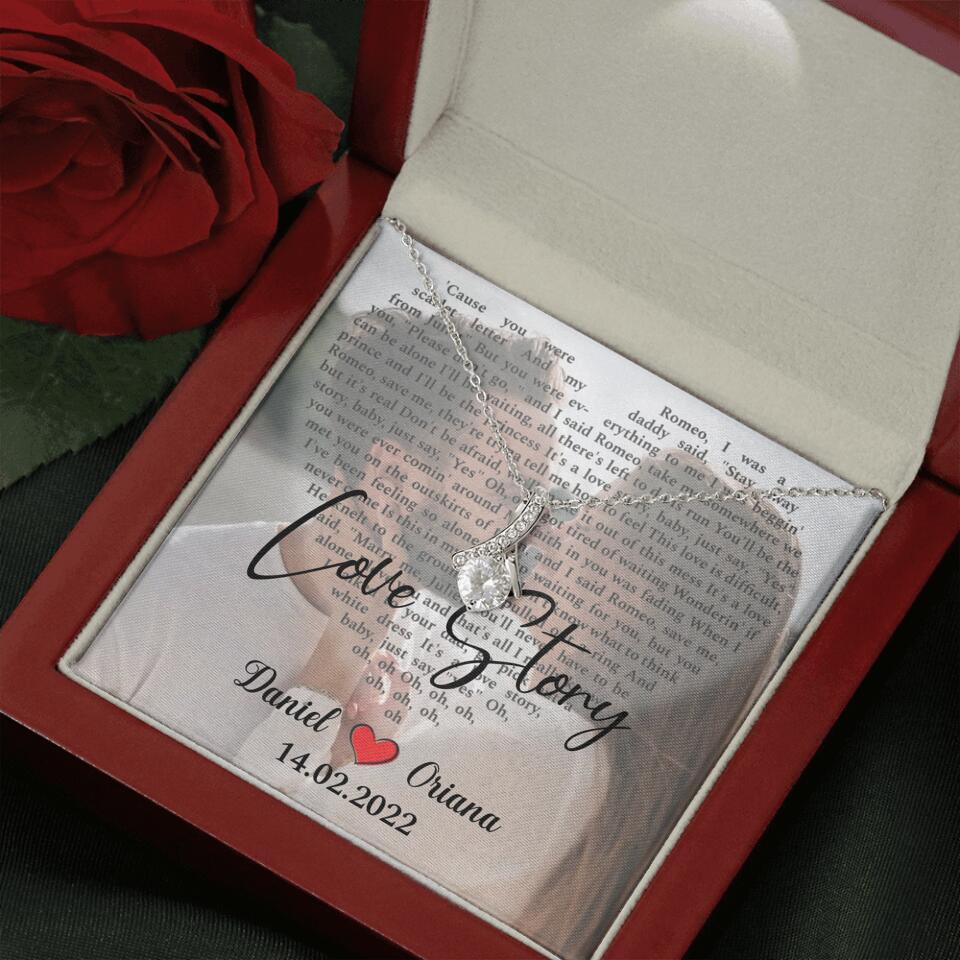 Personalized Valentine Gifts - Love Story - Custom Lyrics Song - Personalized Necklace - Gift For Her