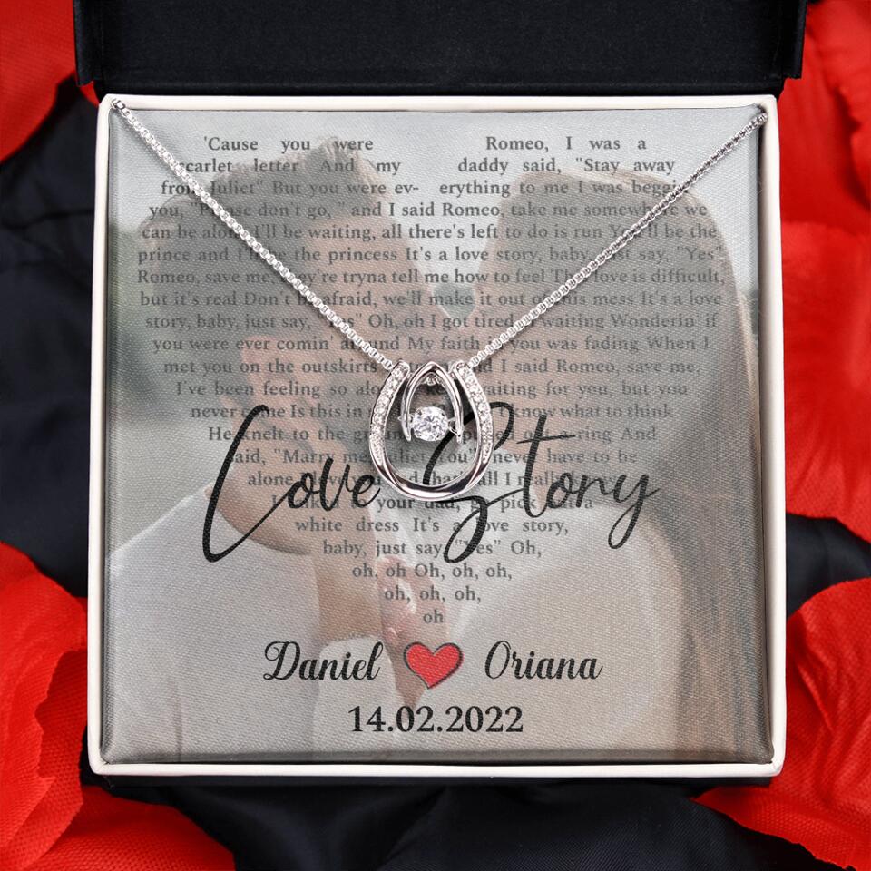 Personalized Valentine Gifts - Love Story - Custom Lyrics Song - Personalized Necklace - Gift For Her
