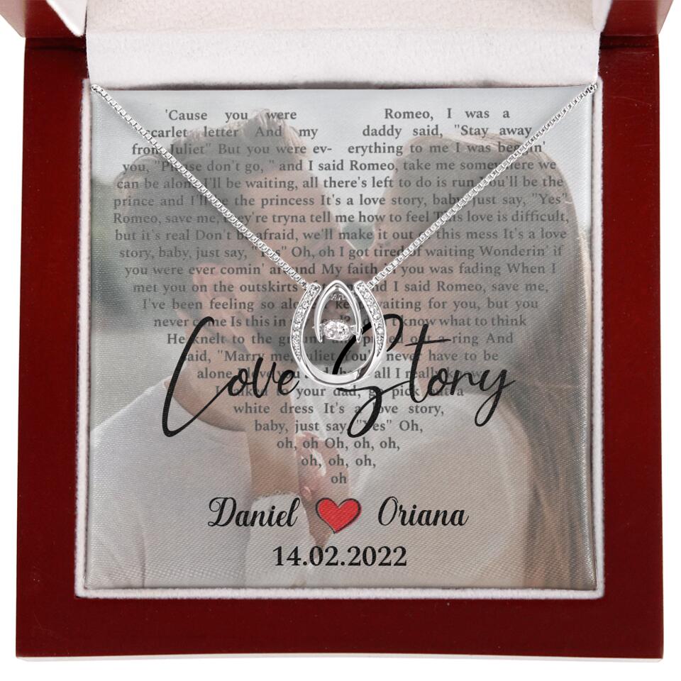 Personalized Valentine Gifts - Love Story - Custom Lyrics Song - Personalized Necklace - Gift For Her