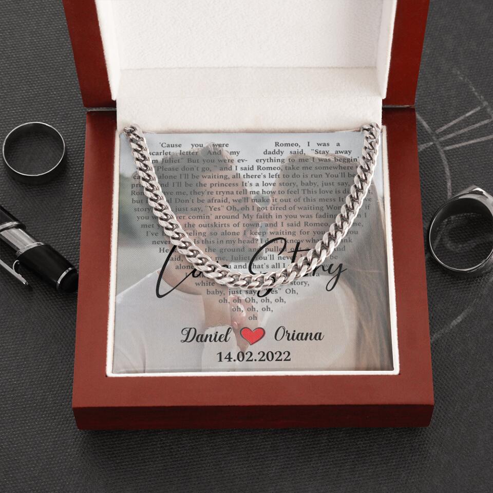 Personalized Valentine Gifts - Love Story - Custom Lyrics Song - Personalized Necklace - Gift For Her