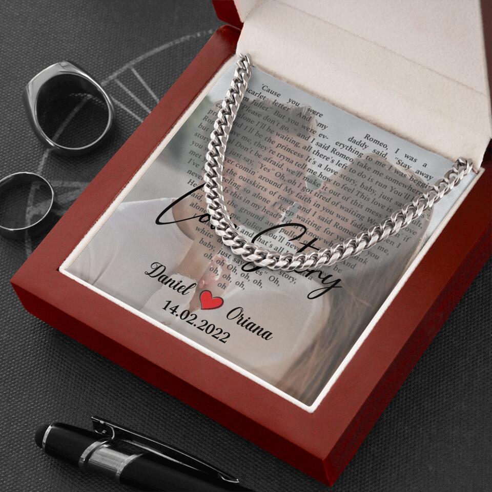 Personalized Valentine Gifts - Love Story - Custom Lyrics Song - Personalized Necklace - Gift For Her