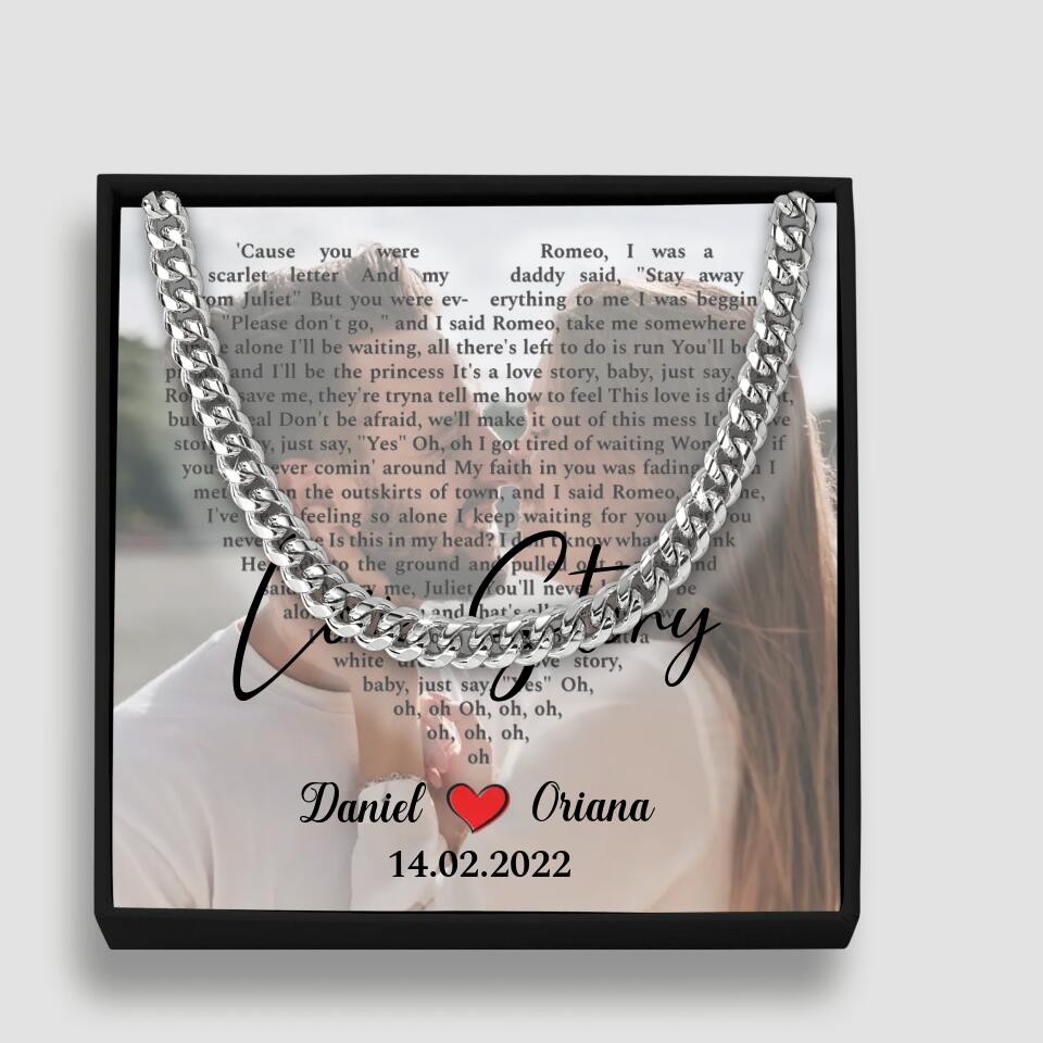 Personalized Valentine Gifts - Love Story - Custom Lyrics Song - Personalized Necklace - Gift For Her