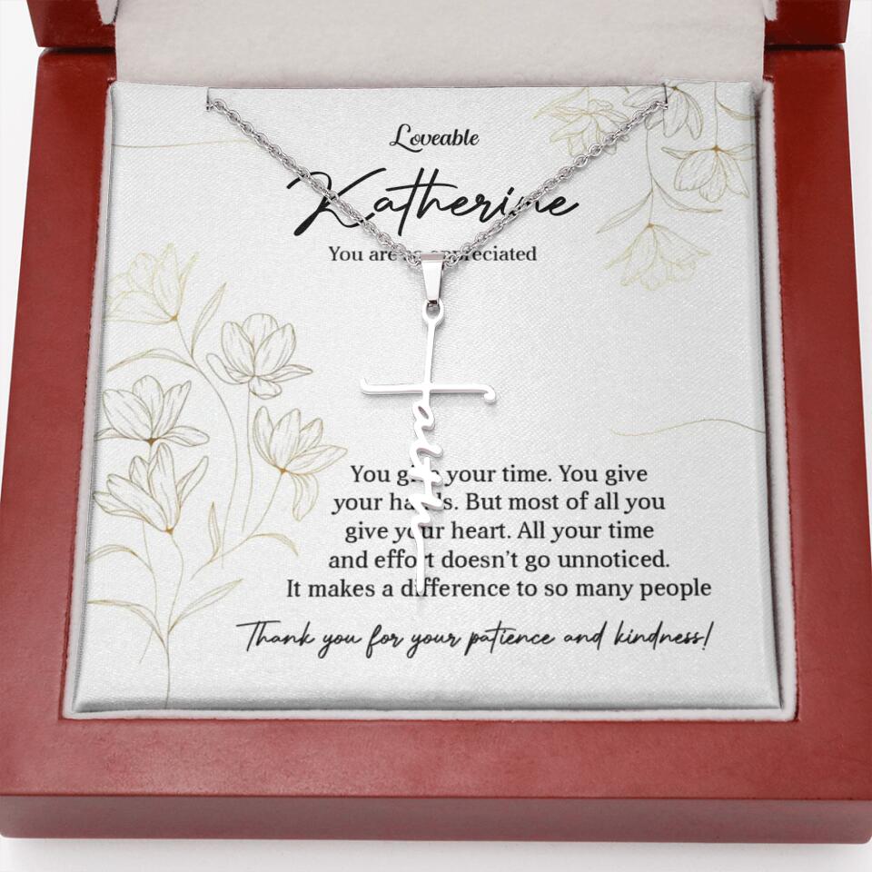 You Give Your Time, You Give Your Hands - Custom Necklace - Thank You Gift for Teacher or Mentor