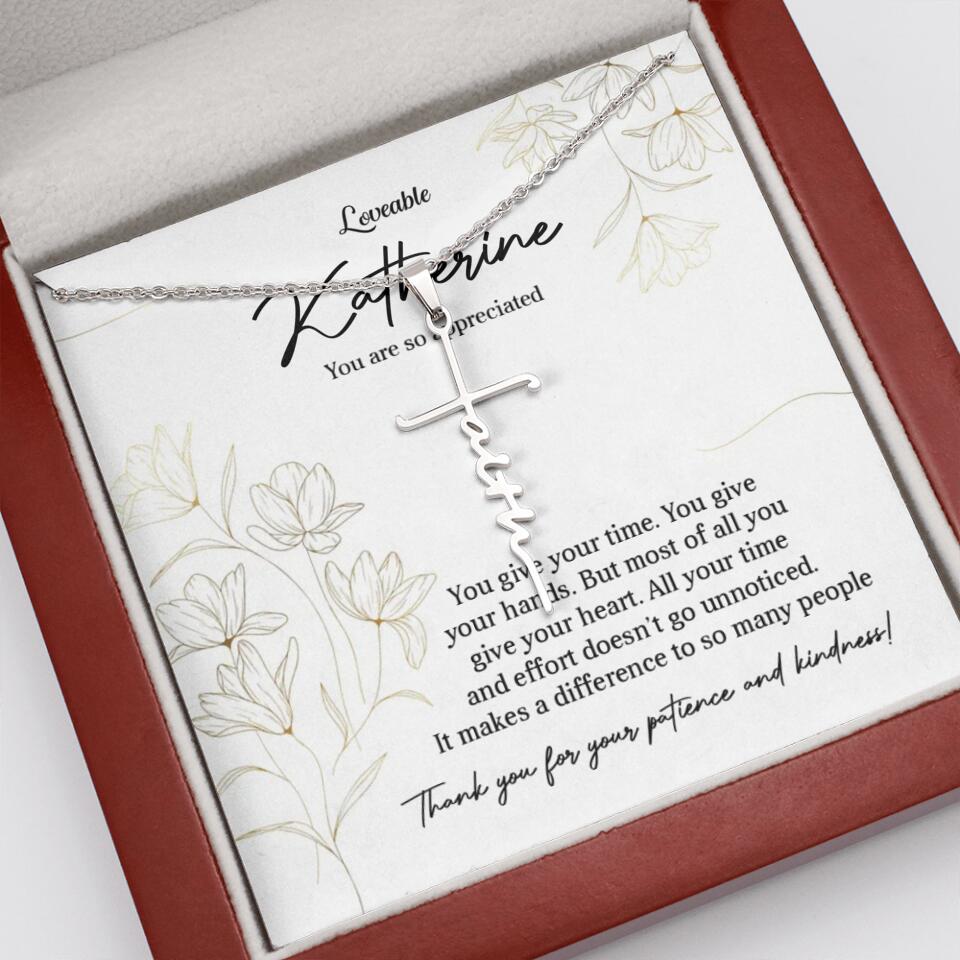 You Give Your Time, You Give Your Hands - Custom Necklace - Thank You Gift for Teacher or Mentor