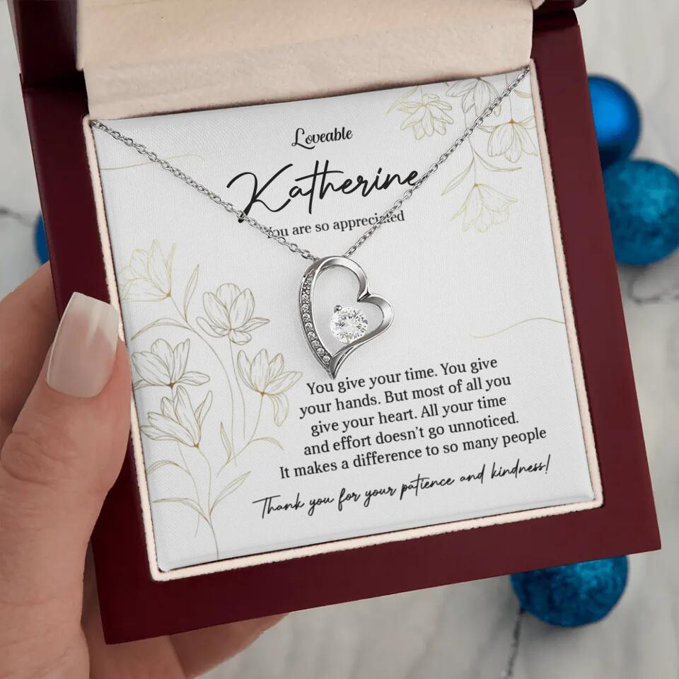 You Give Your Time, You Give Your Hands - Custom Necklace - Thank You Gift for Teacher or Mentor