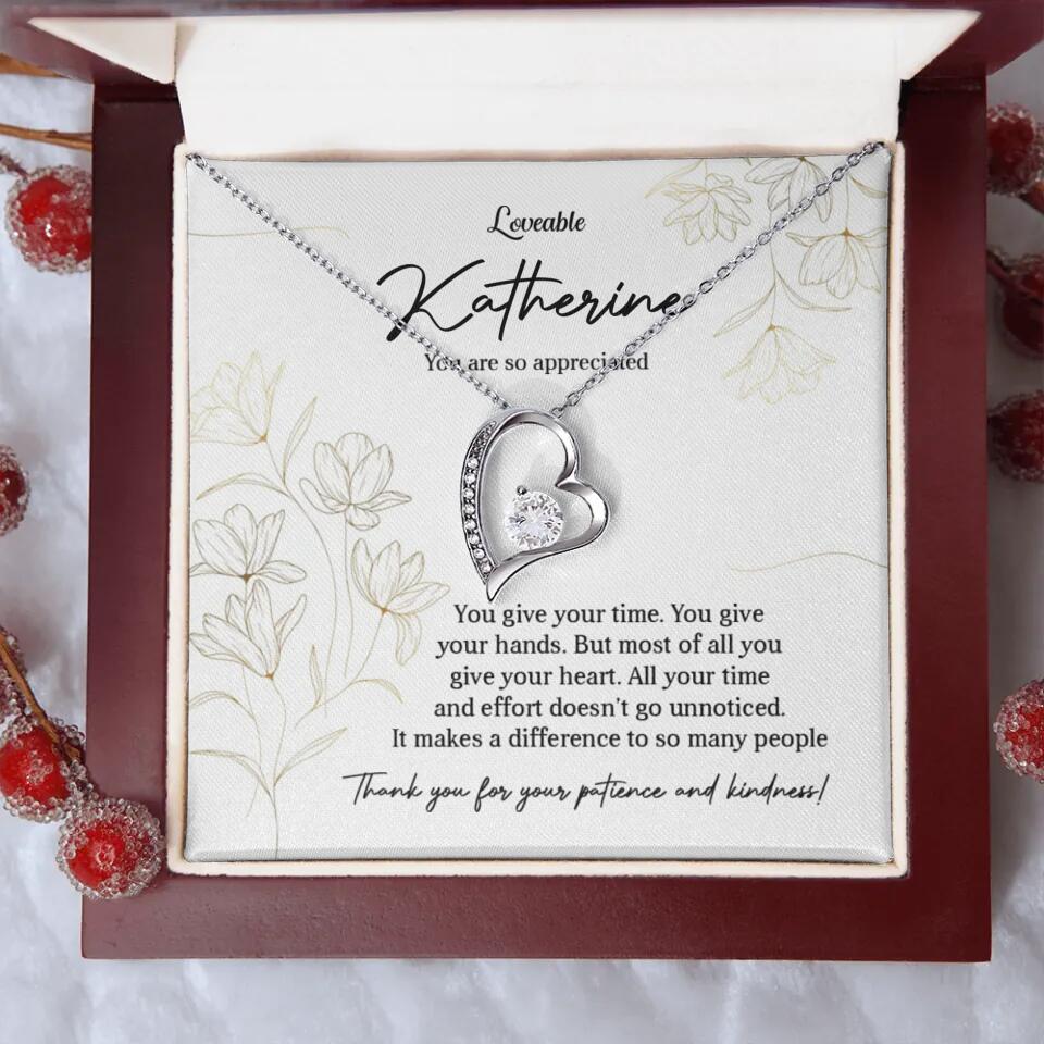 You Give Your Time, You Give Your Hands - Custom Necklace - Thank You Gift for Teacher or Mentor