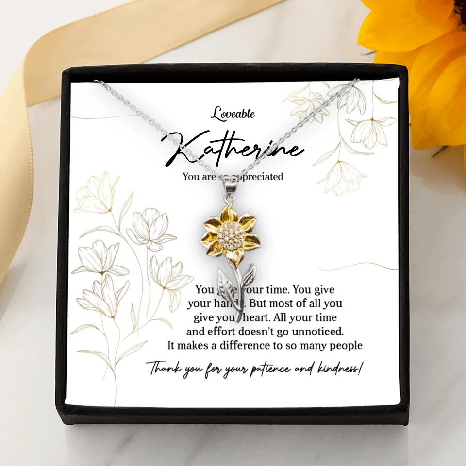 You Give Your Time, You Give Your Hands - Custom Necklace - Thank You Gift for Teacher or Mentor