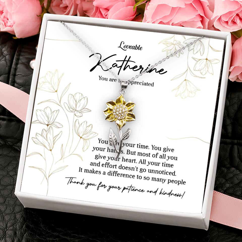 You Give Your Time, You Give Your Hands - Custom Necklace - Thank You Gift for Teacher or Mentor