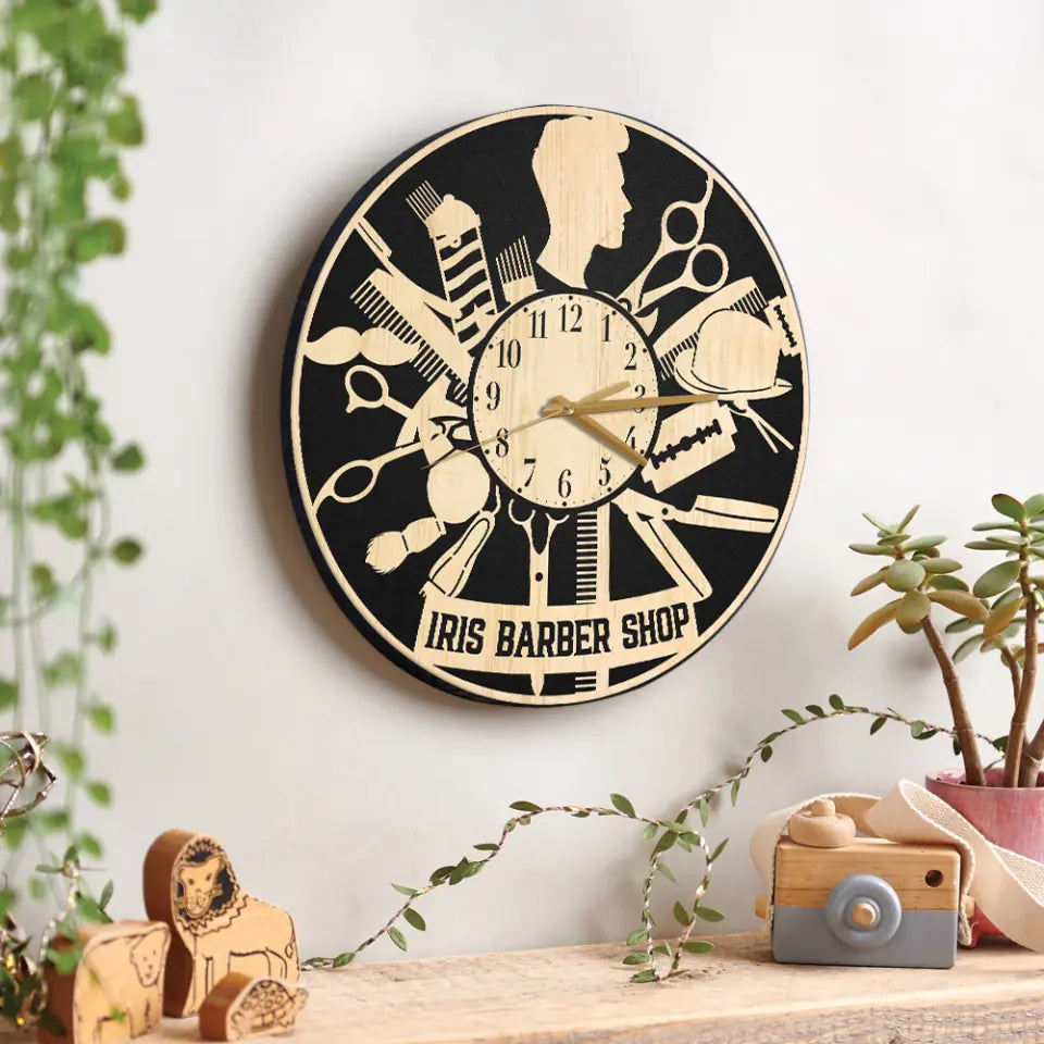 Iris Barber Shop - Personalized Wall Clock