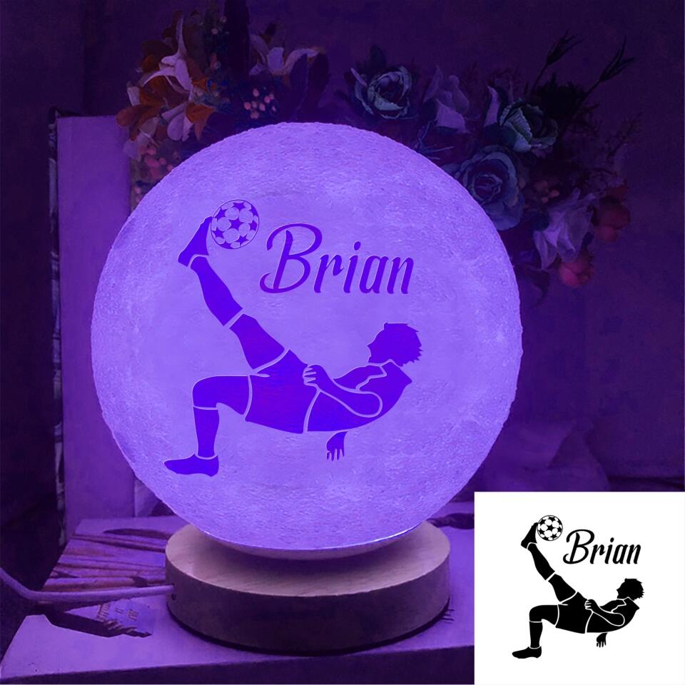 To My Son I Want You to Believe Deep in Your Heart That You're Capable of Achieving Anything Just Go Forth and Aim for The Skies - Personalized Name - Moon Lamp - Best Gift for Soccer Lover - for Son - 211ICNNPLL283