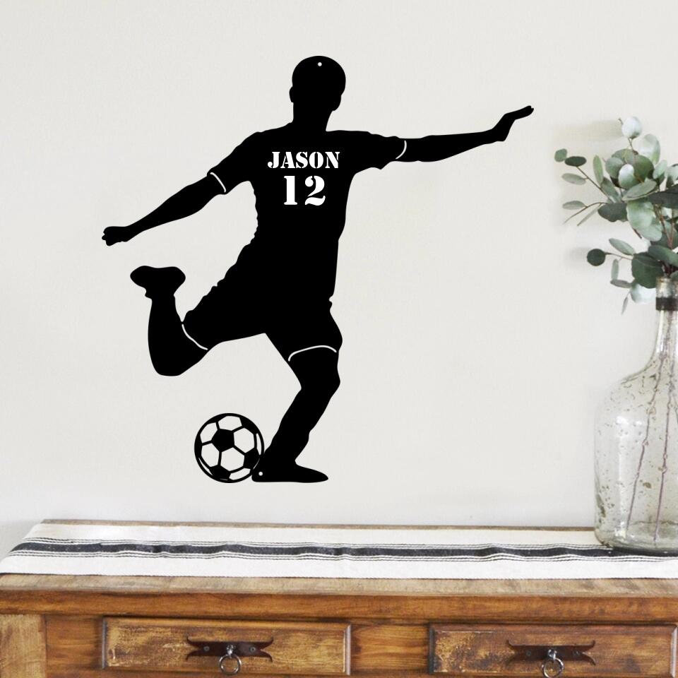 Soccer Wall Decor - Personalized Name - Cut Metal Sign - Boys Room Decoration - Gift for Soccer Player Sport Lover - 211ICNBNMT245