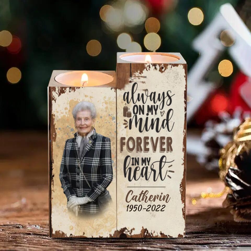 Always In My Mind - Forever In My Heart - Custom Photo and Name Candle Holder - Best Meaningful Memory Gift - 211IHNVSCH858