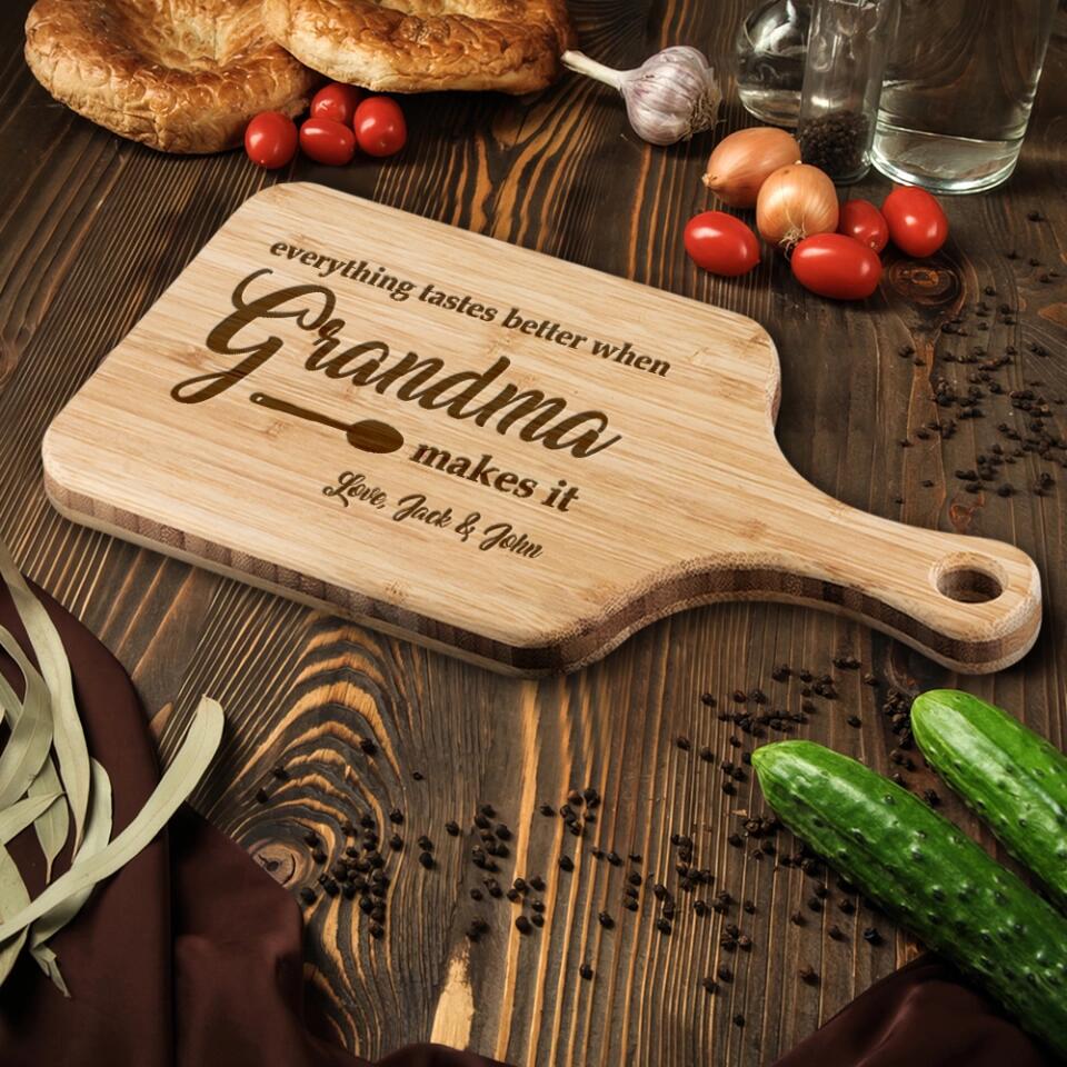 Everything Tastes Better When Grandma Grandpa Makes It Custom Wood Cutting Board Christmas Gift