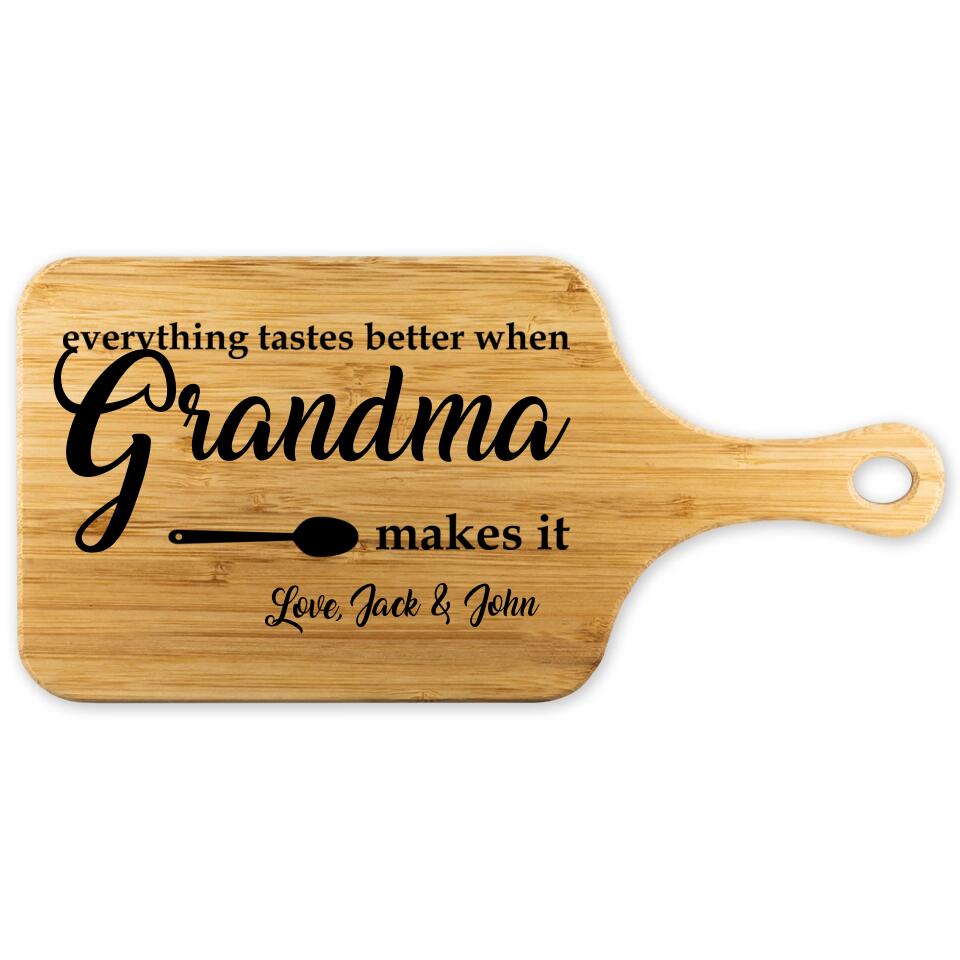 Everything Tastes Better When Grandma Grandpa Makes It Custom Wood Cutting Board Christmas Gift