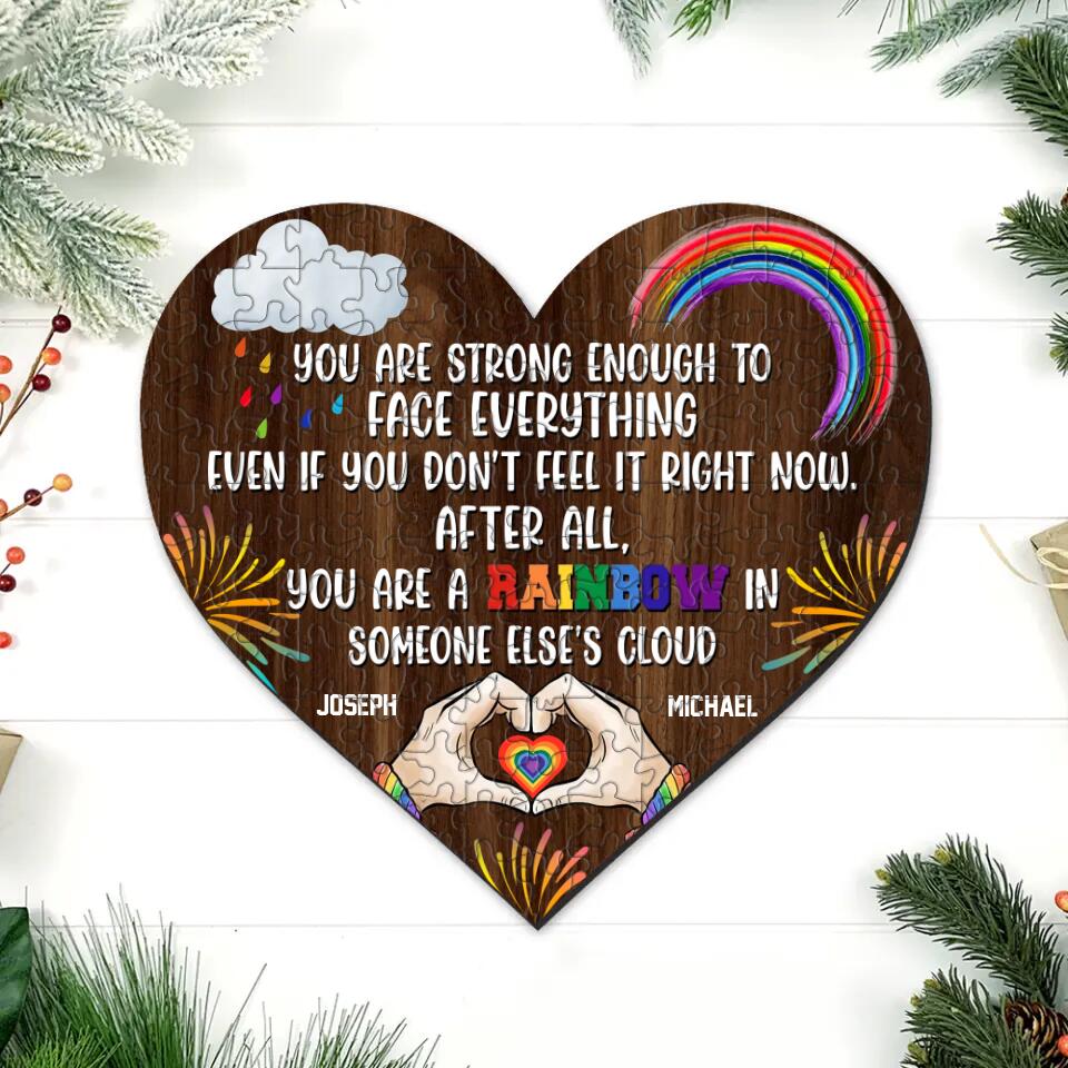 Personalized Valentine Gifts - You're a Rainbow In Someone Else Cloud - Personalized Puzzle - Gift for LGBT Couple