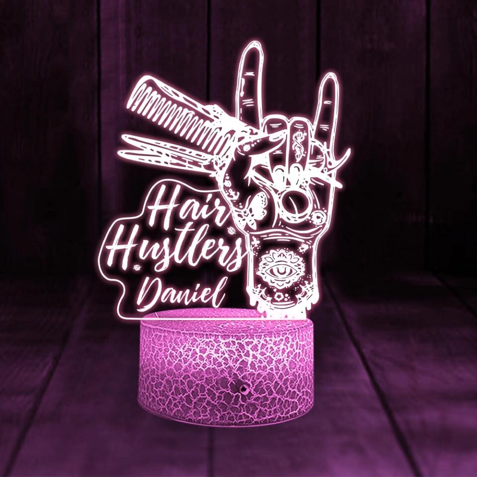 Hair Hustle, Hairdressers 3D Led Light - Custom Name Led Light