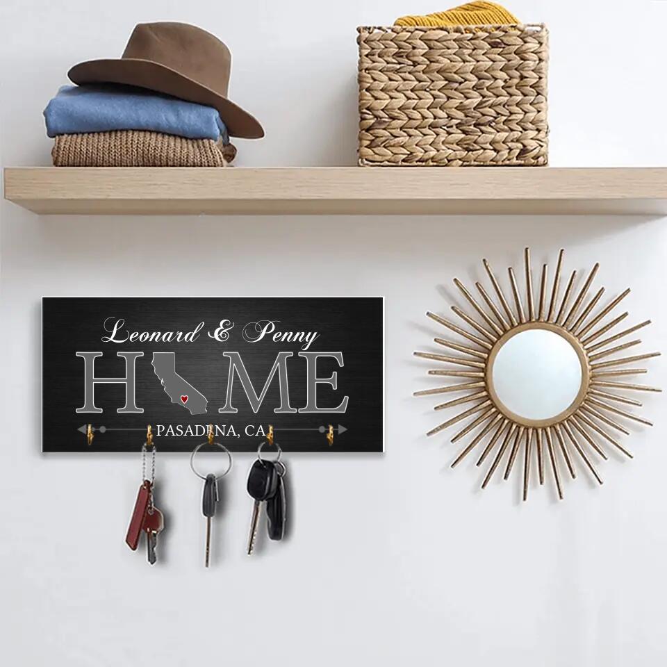 Home  State Map - House Warming Present Idea - Custom Key Holder - Anniversary Gift For Couples