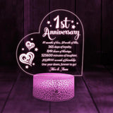 One Year Down Forever To Go - Personalized 3D Led Light - Best First Anniversary Gifts For Him Her Couple  - 212IHPNPLL583