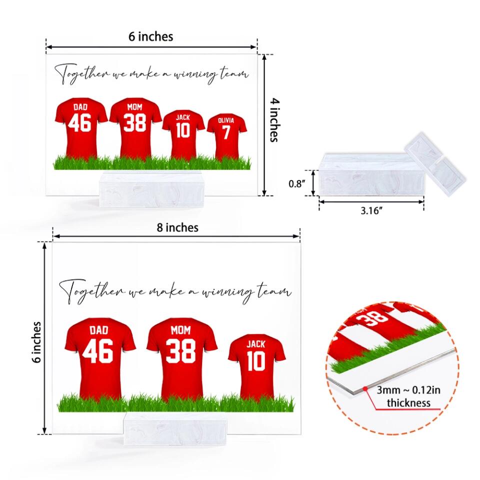 Soccer Family Together We Make a Winning Team - Personalized Acrylic Plaque