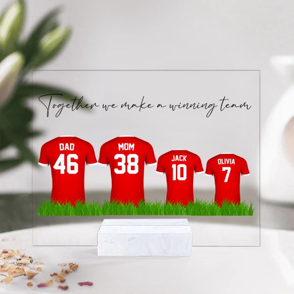 Soccer Family Together We Make a Winning Team - Personalized Acrylic Plaque