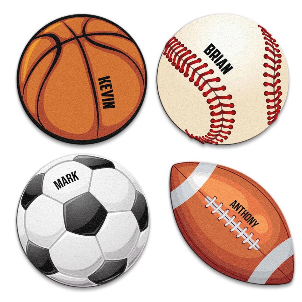 Soccer Football Baseball Basketball Custom Shape Rug Gift for Sport Lover Boy's Room Decoration