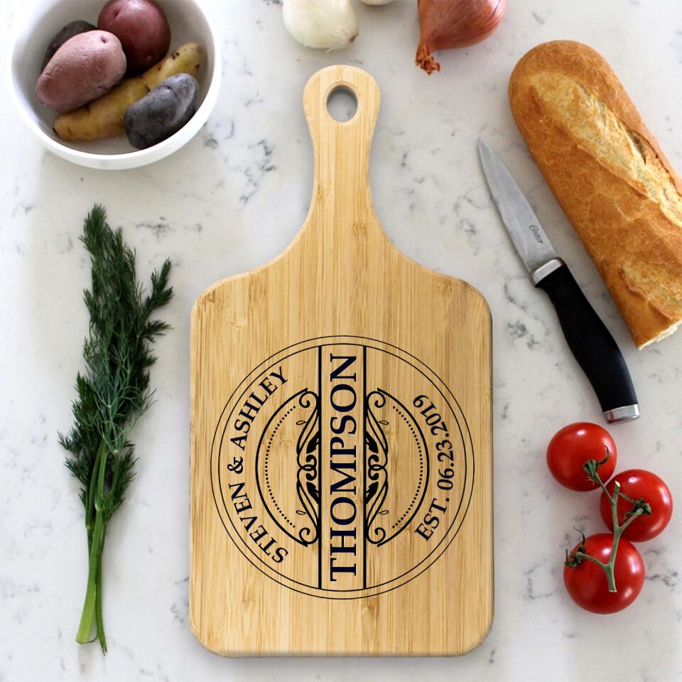 Custom Name And Date In Different Styles - Housewarming Gifts - Custom Wooden Cutting Board