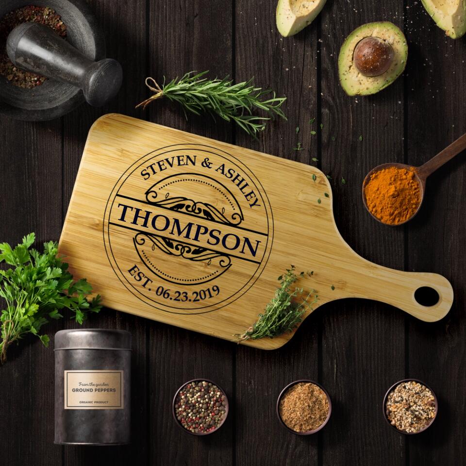 Custom Name And Date In Different Styles - Housewarming Gifts - Custom Wooden Cutting Board