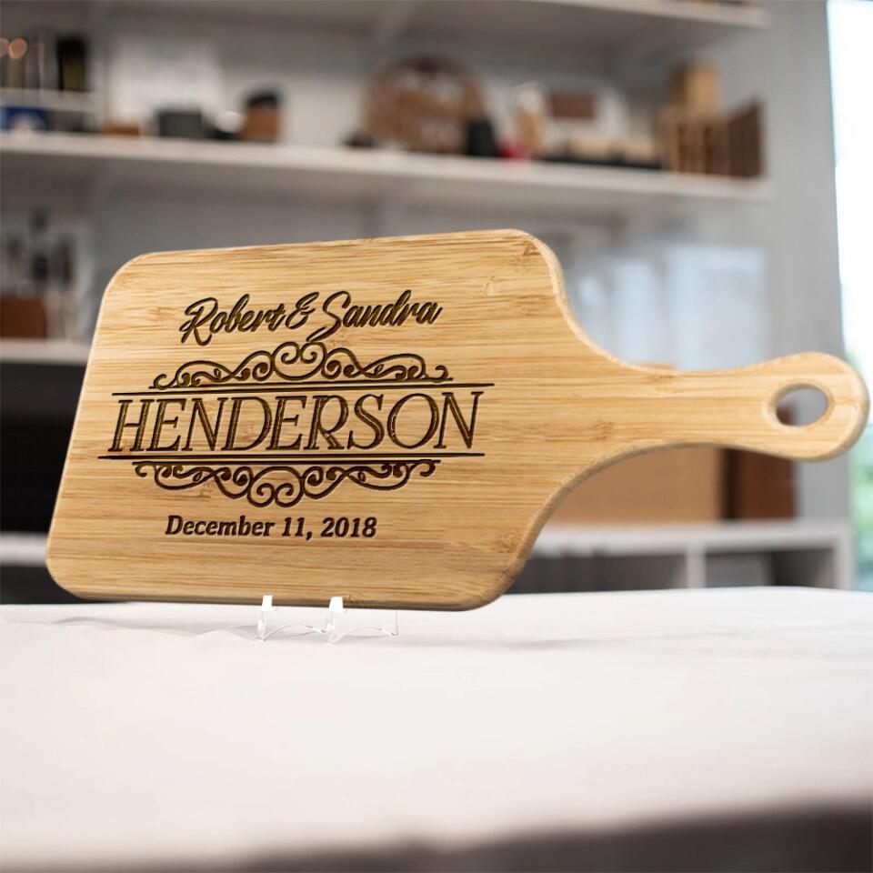 Personalized Cutting Board 6 Styles - Custom Cutting Board Wood Engraved Wooden Cutting Board With Handle - Date Couples Wedding| Anniversary| Housewarming Gift | Monogrammed Gift 212IHPLNWB595