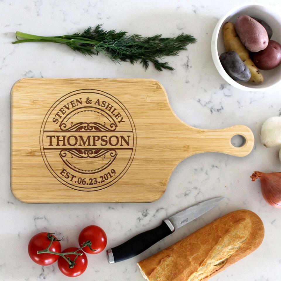 Custom Name And Date In Different Styles - Housewarming Gifts - Custom Wooden Cutting Board