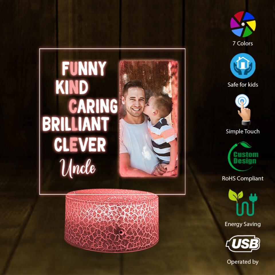 Funny Kind Caring Brilliant Clever Custom 3D Light Birthday Gift For Uncle Aunt