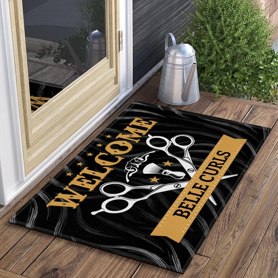 Welcome With Scissors Personalized Doormat