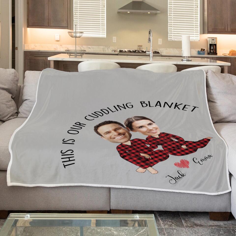 This Is Our Cuddling Blanket - Custom Photo Name Fleece Blanket For Couple, Best Birthday Anniversary Gift for Couple, Husband And Wife, For Him/Her - 212IHNVSBL906
