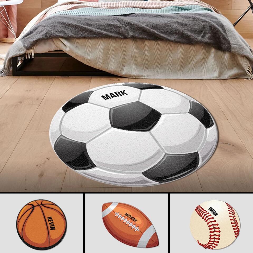 Soccer Football Baseball Basketball Custom Shape Rug Gift for Sport Lover Boy's Room Decoration