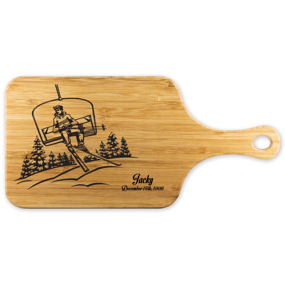 Ski Couple Names & Date Personalized Wood Cutting Board