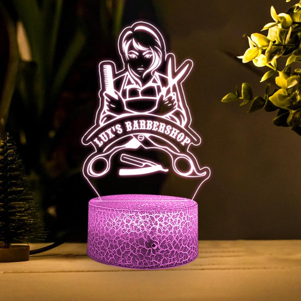 Custom Barbershop's Name, Salon Name - Personalized 3D Led Light - Gift for Hairdresser or Hairstylist