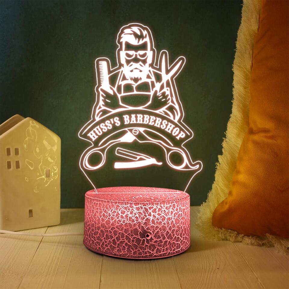 Custom Barbershop's Name, Salon Name - Personalized 3D Led Light - Gift for Hairdresser or Hairstylist