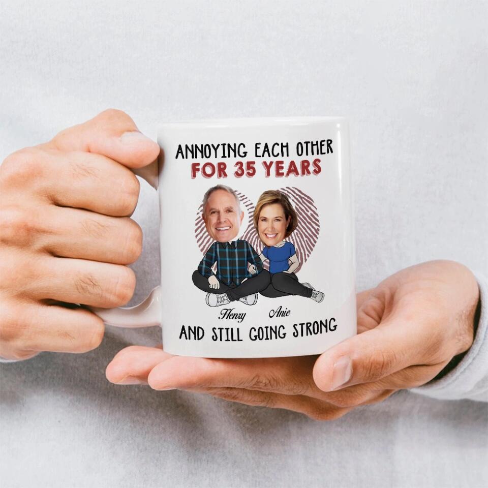 Annoying Each Other - Custom Funny Face Accent Mug - Funny Gift For Couples