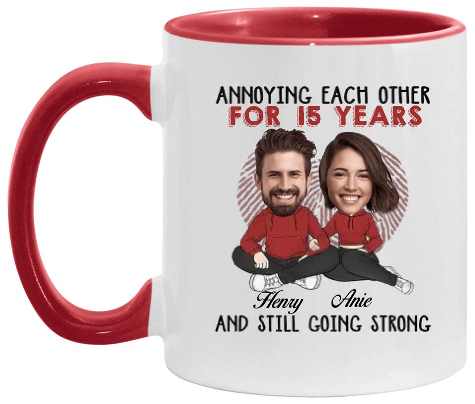 Annoying Each Other - Custom Funny Face Accent Mug - Funny Gift For Couples