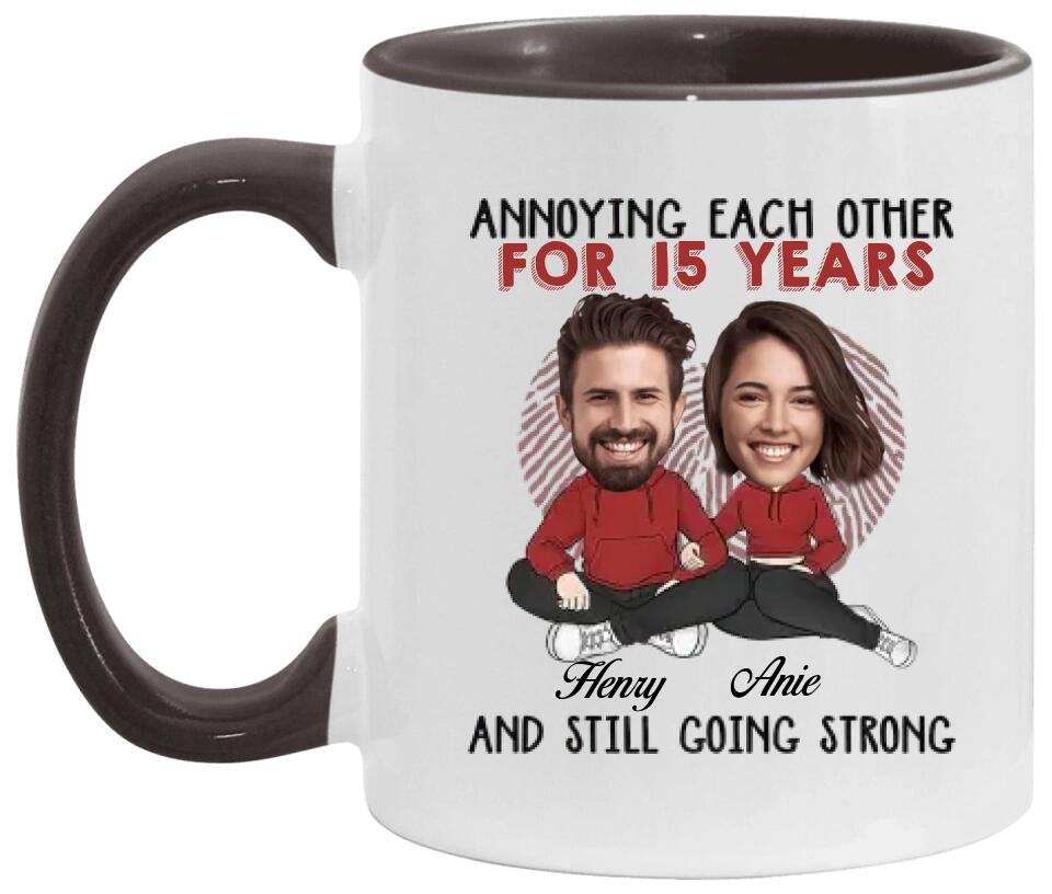 Annoying Each Other - Custom Funny Face Accent Mug - Funny Gift For Couples