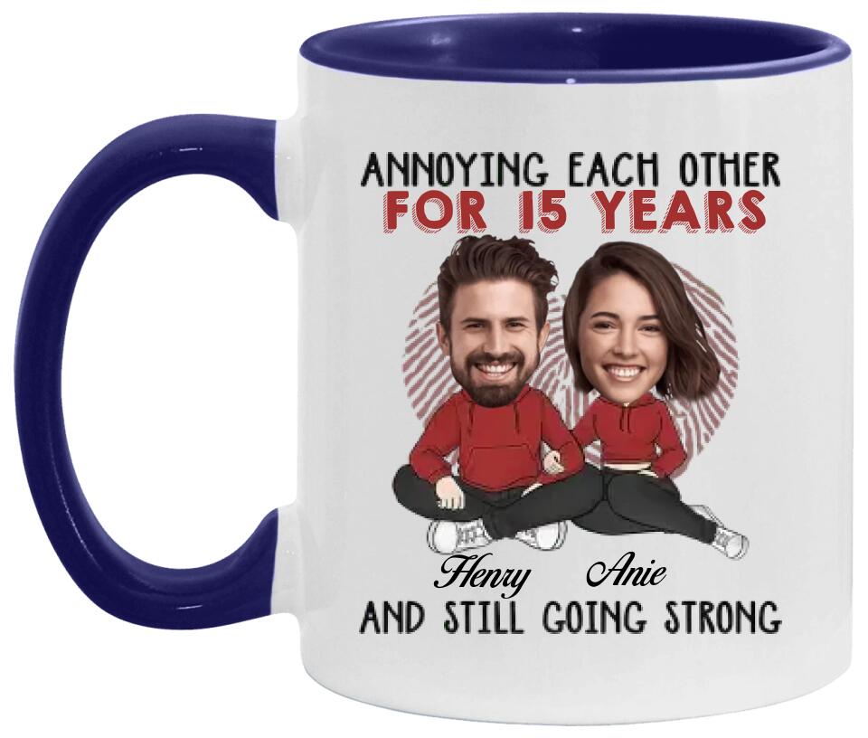 Annoying Each Other - Custom Funny Face Accent Mug - Funny Gift For Couples