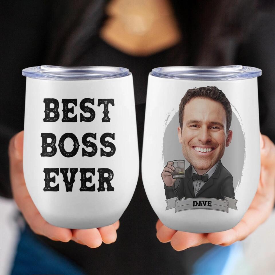 Best Boss Ever - Custom Face Remove Background - Personalized Tumbler - Gift for Your Boss On Birthday