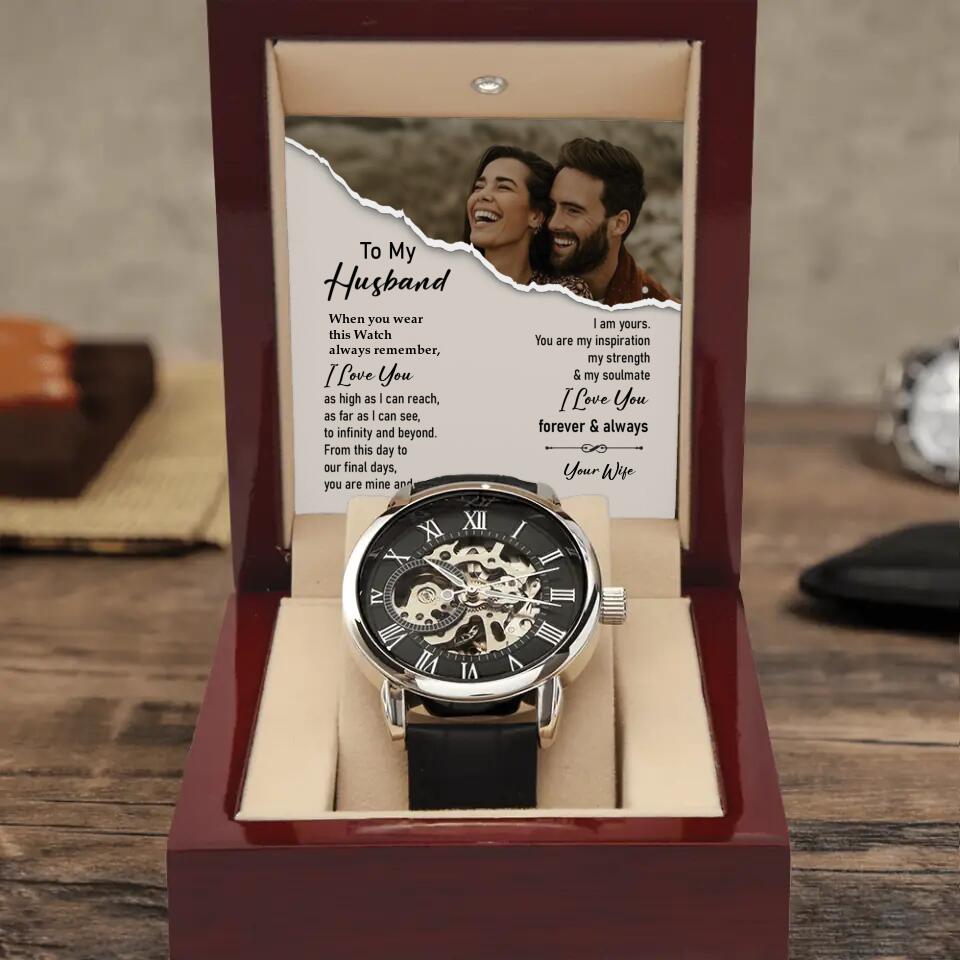 To My Husband, I Love You Forever And Always - Personalized Watch - Anniversary Birthday Gift for Him