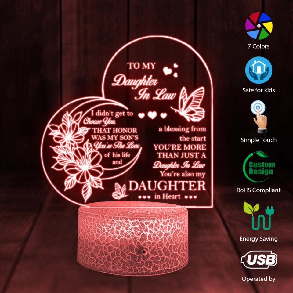To My Daughter-in-law You&#39;re My Daughter In Heart - Personalized 3D Led Light Lamp