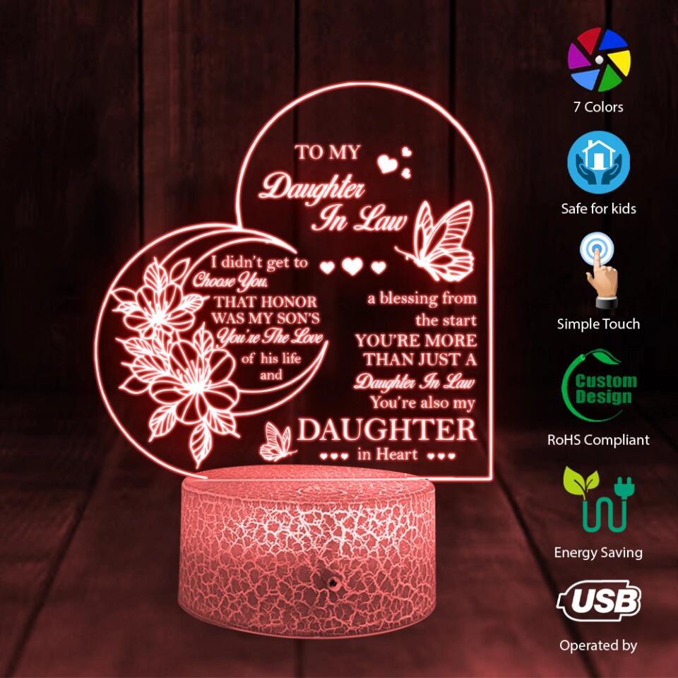 To My Daughter-In-Law - Personalized 3d Light - Table Lamp - Gift for Daughter in Law - Daughter in Law Gifts from Mother in Law