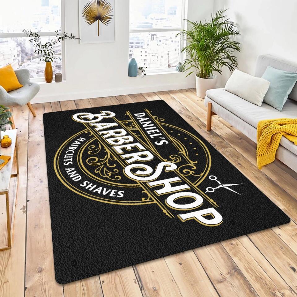 Barbershop Haircuts and Shaves Personalized Rug