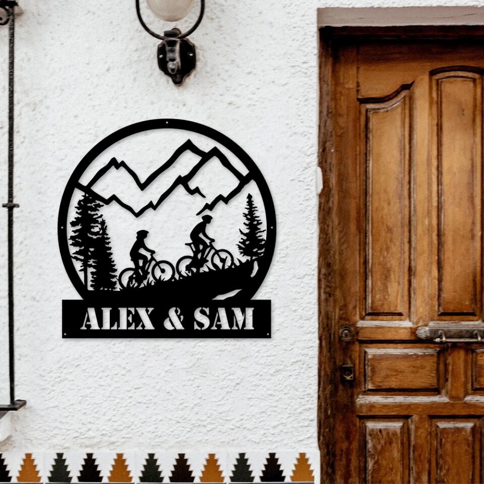 Hand In Hand Couple Cutting Art - Personalized Metal Sign