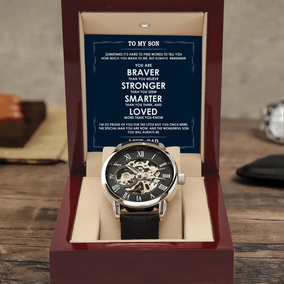 To My Son I'm So Proud Of You, Watch Luxury w/ Meaning Message Card, Son Gift from Dad